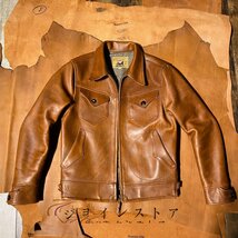 人気美品★ トップクラス Horween レザージャケット 天然柄 シングルライダース 革ジャン 牛革 本革 バイクレザー アメカジ 経年変化 S～4X_画像1