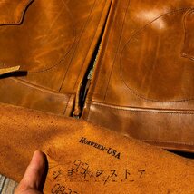 人気美品★ トップクラス Horween レザージャケット 天然柄 シングルライダース 革ジャン 牛革 本革 バイクレザー アメカジ 経年変化 S～4X_画像9