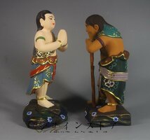 超人気★ 貴重品 仏教美術 クスノキ 精密細工 不動明王二童子像 仏教美術 木雕 仏師で仕上げ品 不動明王_画像4