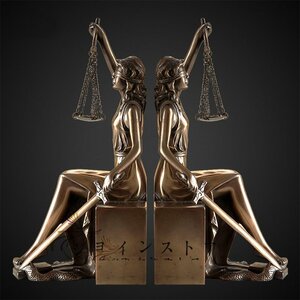 Art hand Auction ¡Producto de lujo! Símbolo de justicia y poder Lady Justice Bookstand Escultura Estatua Occidental Varios Objetos Adorno Figura Cobre Resina Hecho a mano 2 artículos, Accesorios de interior, ornamento, estilo occidental