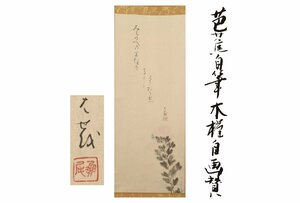 [ギャラ藤]真作保証/松尾芭蕉「芭蕉自筆木槿自画賛(工芸画)」/C-194(検)掛軸/絵画/日本画/浮世絵/書画/茶掛/古玩/水墨画