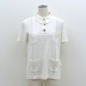 * Chanel here Mark button knitted polo-shirt white lady's P55813 (0220399038)