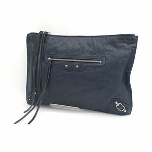 * Balenciaga Classic L знак застежка-молния ручная сумочка сцепление темно-синий 362967 (0220447849)