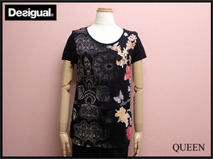 送料無料 Desigual カットソー・S◆デシグアル/花 蝶/Tシャツ/23*4*5-28