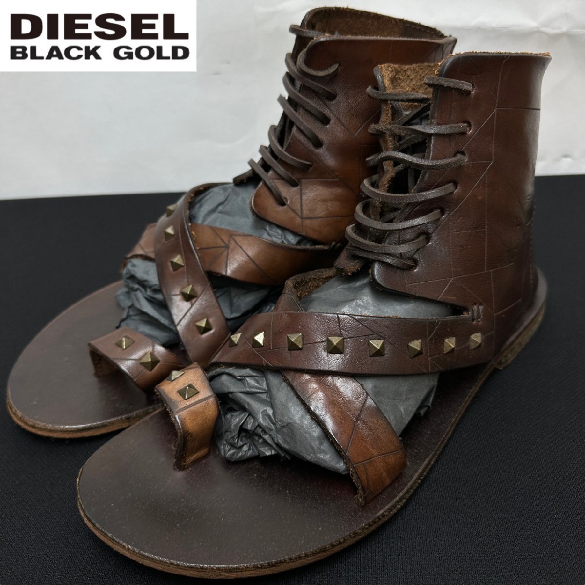 ロシア大手銀行】 DIESEL レザー サンダル ブラウン 茶色 www.joseph