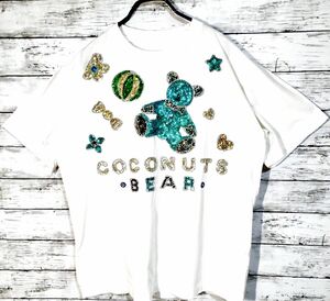 ★美品 一点物 デザイナーズ ラメ 半袖 Tシャツ ラメ クリスタル 刺繍 ラインストーン ブルー レディース メンズ メンズ