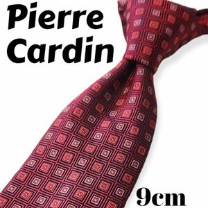 【Pierre Cardin】ブランドネクタイ★赤★四角柄★メンズ