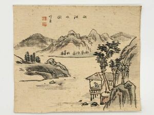 Art hand Auction [Nankai Ban'gaku, original] Hand-painted calligraphy and painting on sliding door paper, antique from the storehouse M0526D, Artwork, Painting, Ink painting