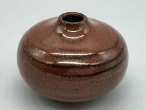 【骨董陶器】２　小さな一輪挿し/花器　『越前焼丸壺型』　　花生/一輪挿し/華道/茶道/フラワーアレンジメント　　定形外可　G0722