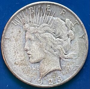 1923年アメリカピースドル1$銀貨、旧硬貨