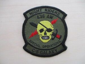 【送料無料】アメリカ空軍NIGHT RIDERS 436AW SPECIAL OPSC-5パッチGALAXYワッペン/ギャラクシーpatchエアフォースAIR FORCE米空軍USAF M76