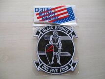 【送料無料】アメリカ海軍BLACK KNIGHTSブラックナイツ米海軍パッチ刺繍ワッペン/VF-154USN米軍NAVYアメリカ軍トムキャットPATCH米軍 M74_画像1