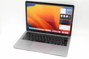 中古 2K対応 13.3型 Apple MacBook Air A1932 (Late-2018) グレー macOS Ventura 13.0 八世代 i5-8210Y 16GB NVMe 256GB-SSD カメラ