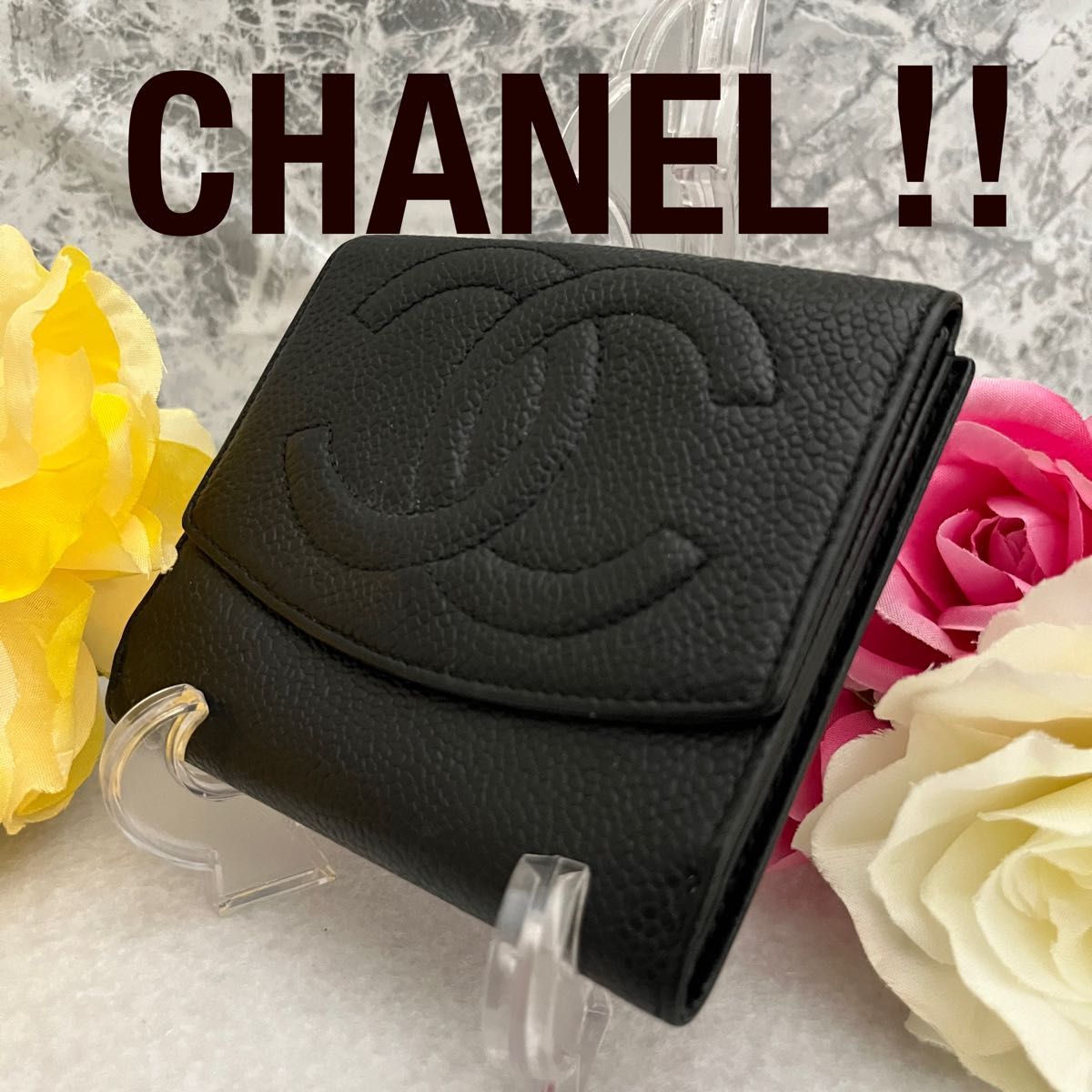 当店一番人気】 CHANEL 本物シャネルCHANELキャビアスキンココマーク本