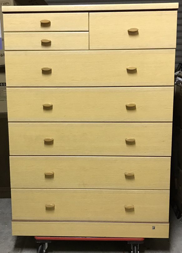 昭和レトロ 起立木工 タモ材 木製チェスト 3杯 洋服タンス ビンテージ