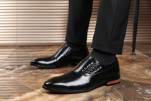 新品　 新品メンズ ビジネスシューズ カジュアルシューズ 革靴 紳士靴 フォーマル 大きいサイズあり ブラック 24.5cm~27.5cm_画像4