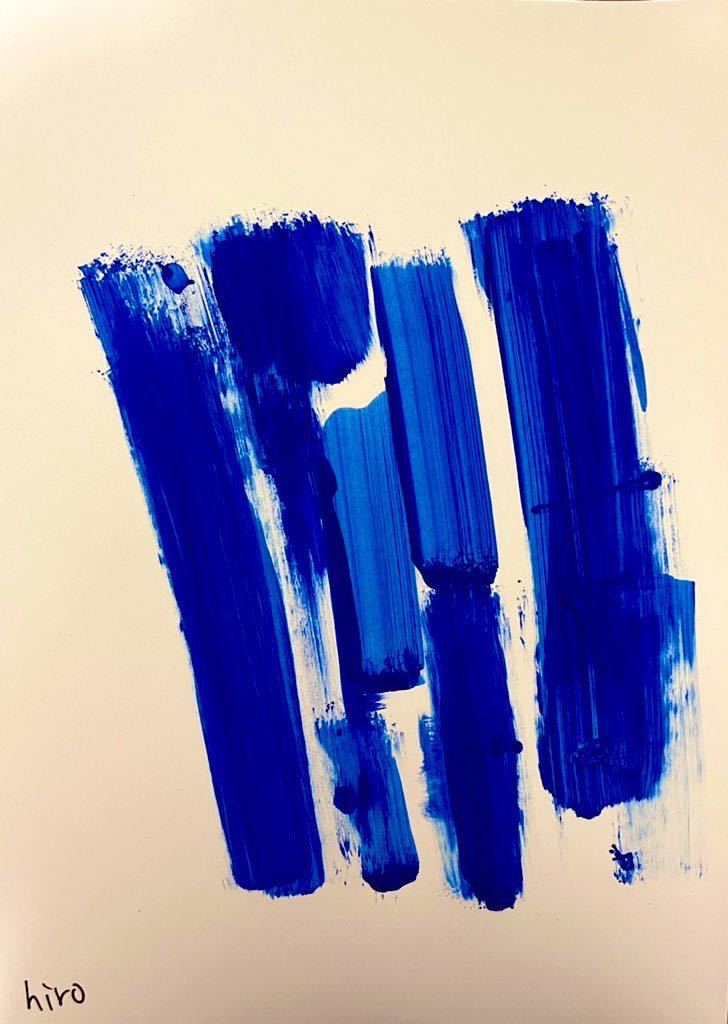 Artiste Hiro C Blue Principe, Peinture, aquarelle, Peinture abstraite