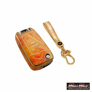 CHEVROLET Chevrolet marble style TYPE A 3 button type TPU smart key case orange / present Father's day Mother's Day birthday [ mail service postage 200 jpy ]