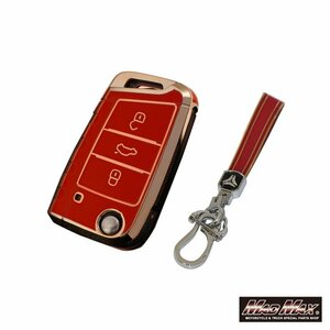  car supplies Volkswagen for Golden line TYPE F TPU smart key case red / Father's day Mother's Day present [ mail service postage 200 jpy ]