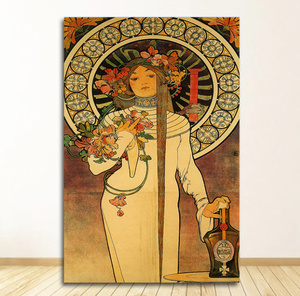  C2701 アルフォンス・ミュシャ Alphonse Mucha シャンパン キャンバスアートポスター 50×75cm イラスト インテリア 雑貨 海外製 枠なし P