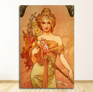  C2702 アルフォンス・ミュシャ Alphonse Mucha シャンパン キャンバスアートポスター 50×75cm イラスト インテリア 雑貨 海外製 枠なし Q