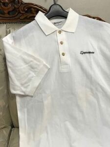 テーラーメイド taylormade ゴルフウェアー メンズ ポロシャツ ホワイト系 半袖 M サイズ 大きめ