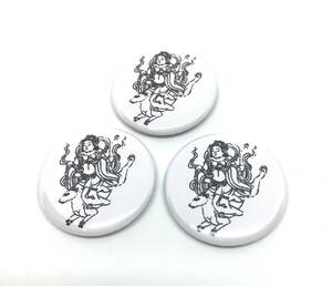 荼枳尼天　ダキニ　缶バッジ　3個セット　白狐　天女　グッズ 　　PINS　Button Badge　