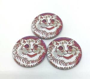 ルイス・ウェイン　缶バッジ　３個　セット　猫　トランプ　猫　ネコ　グッズ 　Button Badge　Louis Wain　ART　CAT