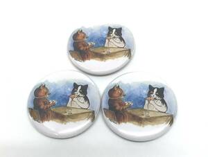 ルイス・ウェイン　缶バッジ　３個　セット　猫　トランプ　ポーカー　ネコ　グッズ 　Button Badge　Louis Wain　ART　poker