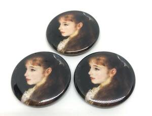 イレーヌ・カーン・ダンヴェール嬢　ピエール　オーギュスト　ルノワール　缶バッジ　３個セット　美少女　名画 アート　Button Badge