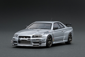 ■イグニッションモデル 1/43 マインズ ニッサンスカイラインGT-R (R34) シルバー Mine's 