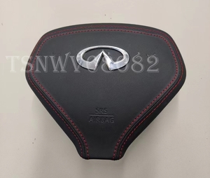 * free shipping * Infinity G37 V36 Skyline sedan / coupe red stitch entering leather steering gear air bag cover 