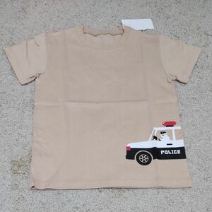 【タグ付き新品】kladskap 働く車　パトカープリントバック切り替え半袖Tシャツ 130cm