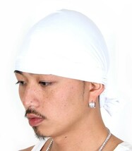 ドゥーラグ 白 DU-RAG【ホワイト】スパンドゥラグ スパンデックス SPANDEX DURAG 伸縮 素材 ヘルメット ストリート ビーニー アメージング_画像1