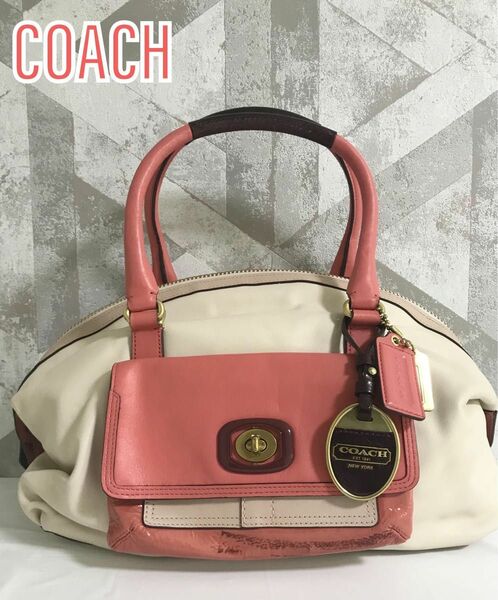 【良品】COACH コーチ 2WAY レザー ハンドバッグ トート ショルダー COACH 2way ハンドバッグ 本革