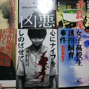 ノンフィクション6冊 凶悪 心にナイフをしのばせて 女子高校生誘拐飼育事件 事件現場清掃人が行く 昭和悪女伝 交通事故示談屋 数冊格安