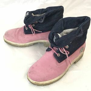 Timberland★本革＆デニム/ロールトップ/ショートブーツ【6W/23.0/Pink/ピンク】Shoes◆WB92-9