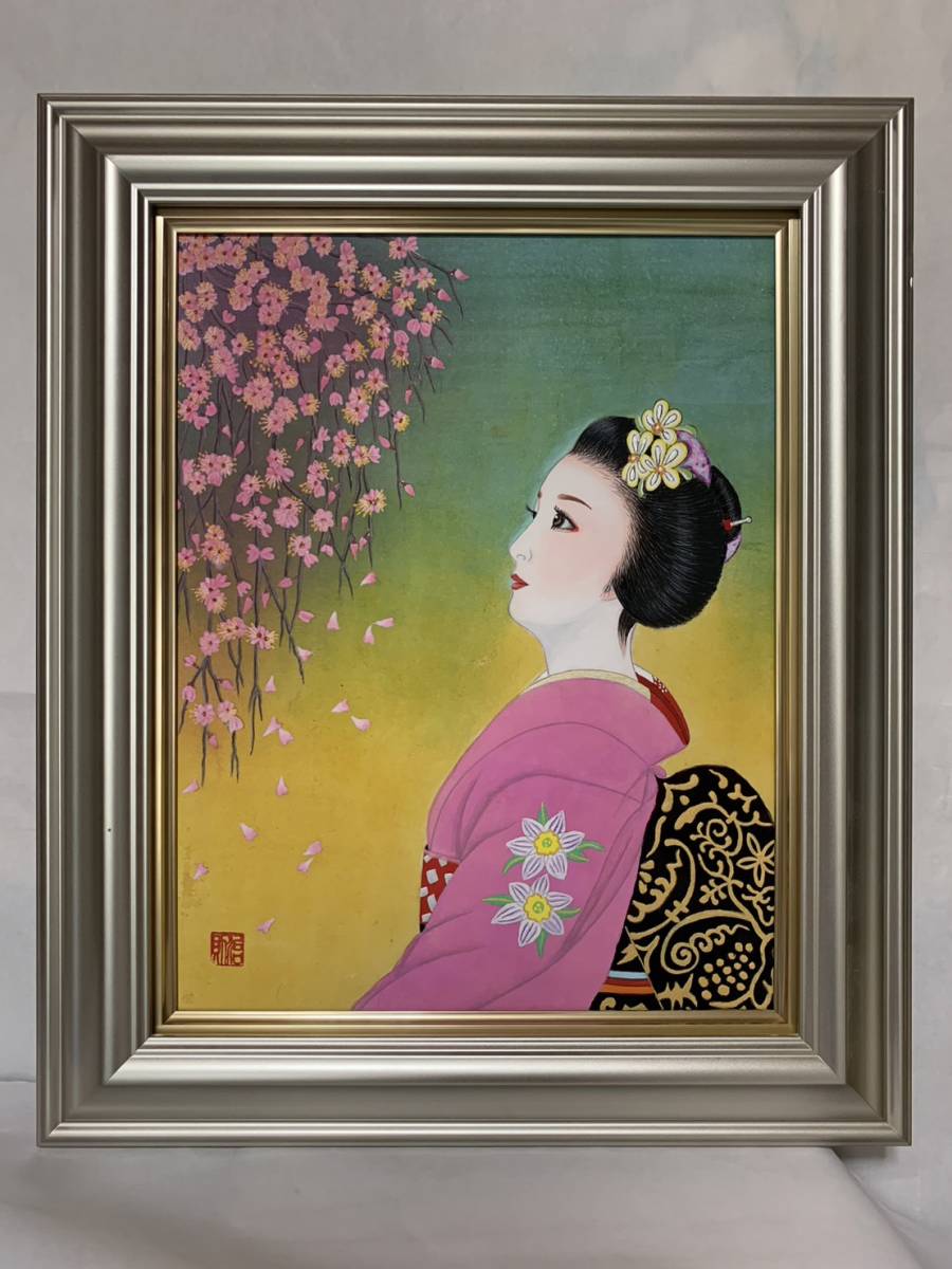 [Trabajo auténtico] Harunori Yamada Maiko buscando la pintura japonesa número 6 Seleccionada para la exposición del Museo Real de Ueno durante 3 años consecutivos Graduada de la Universidad de Artes de Kioto, cuadro, pintura japonesa, persona, Bodhisattva