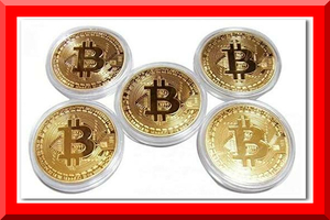 【新品即決】ビットコイン レプリカ Bitcoin replica 仮想通貨 金運グッズ (ビットコイン（金）5枚セット)