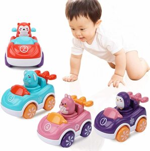 Esperanza 赤ちゃん おもちゃ 車おもちゃ ミニカー 4個入り 動物 1歳 2歳 3歳 4歳 男の子 女の子 誕生日 クリスマス プレゼント t-0064