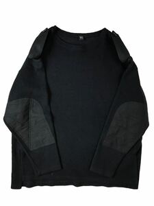 (D) Y's YOHJI YAMAMOTO ワイズ 20AW エポーレット付き エルボーパッチ ミリタリー ニット 1 ブラック セーター