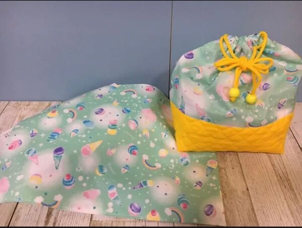 お弁当袋 ランチョンマット マカロン ユメカワ ハンドメイド ペパーミント