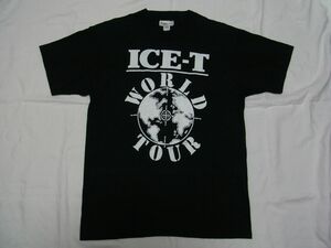 ☆美品・未着用☆ 90s USA製 ビンテージ ICE-T ワールドツアー Tシャツ sizeL 黒 ☆古着 初期 RHYME SYNDICATE RAP TEES Dr.Dre Tupac 80s