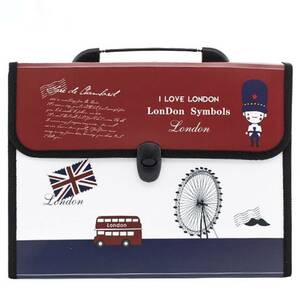 ファイルケース バッグ型 I LOVE LONDON A4 仕切り付き (Aタイプ)