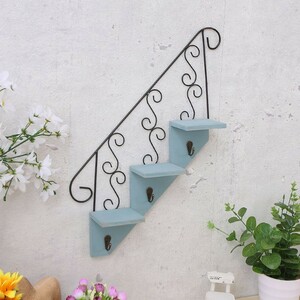  display shelf ornament small stair manner hook attaching natural miscellaneous goods high type ( light blue )