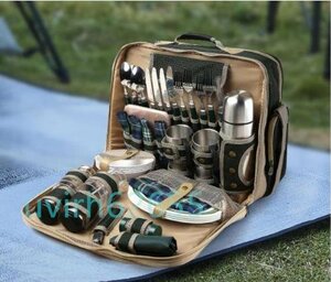 人気推薦★便利☆多人食器セット　37セット キャンプ　ピクニック　一式食器バッグ　携帯用多機能　保温バッグ