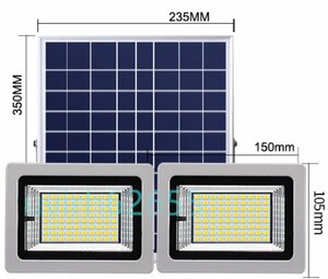 品質保証★180W街灯ソーラーライト屋外用 投光器*2 防水 高輝度 自動点灯 太陽光発電　防犯ライト玄関/庭ガーデンライト 照明