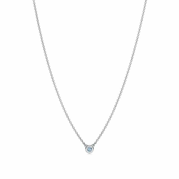 極美品★ティファニー カラーバイザヤード アクアマリン ネックレス TIFFANY&Co 一粒 ペンダント シルバー