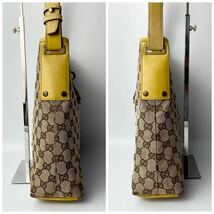 GUCCI グッチ GG柄 ニュー ジャッキー 110291 ワンショルダーバッグ ハンドバッグ 三日月 キャンバス レザー ベージュ イエロー 黄 自立可_画像5