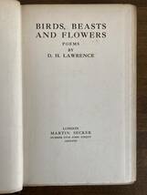 D・H・ロレンス初版本 BIRDS, BEASTS AND FLOWERS, Martin Secker 1923._画像4